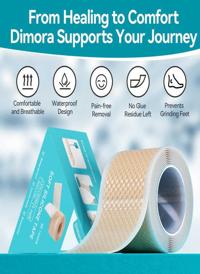 Dimora Silicone Medical Tape - Hypoallergenic First Aid Tapes with Easy Tear Design, Pain-Free Removal Surgical Tapes for Sensitive Skin, No Residue(1.6in x 59 in),1 Roll - Image 3