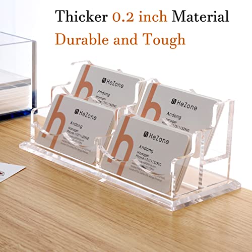 HeZone Business Card Holder Display for Desk, Cards Organizer Case for Women and Men 4 Slot 2 Tier, Clear Acrylic Business Card Stand Rack with 1 Pack (4 Grid-H) - Image 5