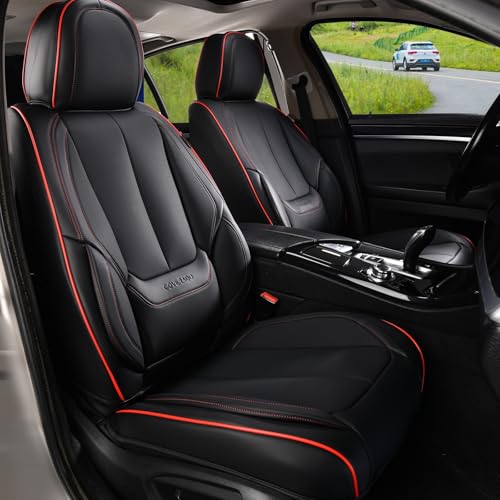 Coverado Car Seat Covers Full Set, Seat Covers for Cars, Black Car Seat Covers Front Seats and Back Car Seat Protector Waterproof, Leather Car Seat Cushion Universal Fit for Most Cars Blue - Image 2