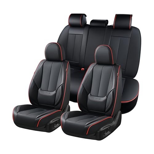 Coverado Car Seat Covers Full Set, Seat Covers for Cars, Black Car Seat Covers Front Seats and Back Car Seat Protector Waterproof, Leather Car Seat Cushion Universal Fit for Most Cars Blue - Image 1