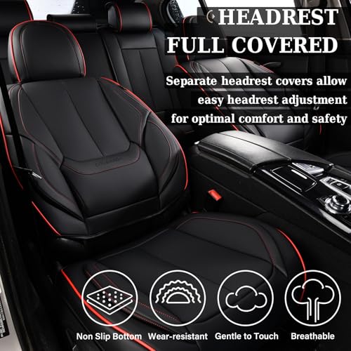 Coverado Car Seat Covers Full Set, Seat Covers for Cars, Black Car Seat Covers Front Seats and Back Car Seat Protector Waterproof, Leather Car Seat Cushion Universal Fit for Most Cars Blue - Image 5