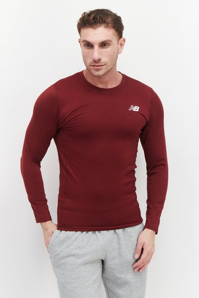New Balance Men Sportswear Fit Long Sleeves Training Sweatshirt, Maroon - Image 1