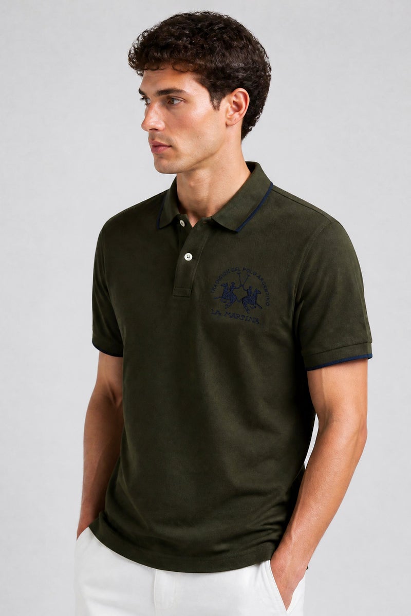 La Martina Men Regular Fit Embroidered Logo Short Sleeve Polo Shirt, Olive - Image 4