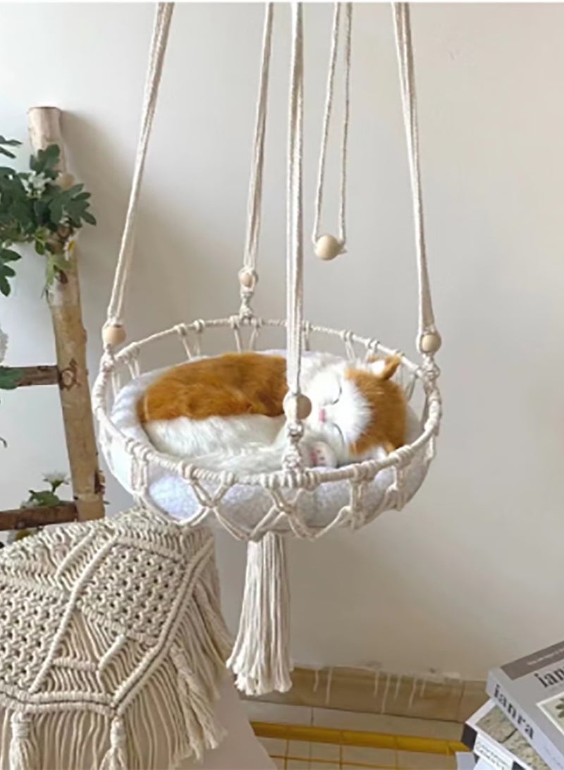general أرجوحة قطط بوهو المنسوجة يدويًا مع مجموعة التعليق لتزيين المنزل القطط الداخلية - Image 2