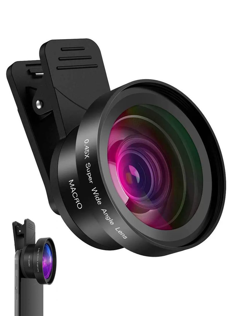 Phone Camera Lens Kit with Universal Clip, Mobile Phone Lens Super Wide-Angle + Macro HD Lens, For All Smartphones - Image 1