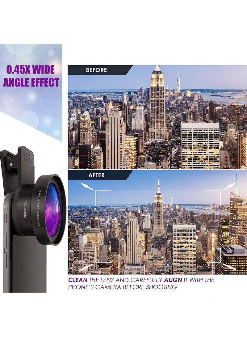 Phone Camera Lens Kit with Universal Clip, Mobile Phone Lens Super Wide-Angle + Macro HD Lens, For All Smartphones - Image 4