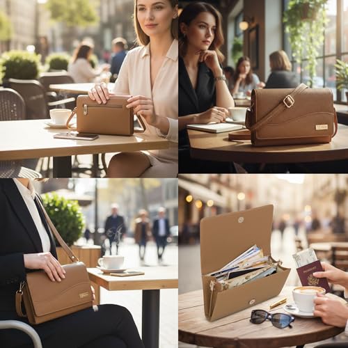 ALSU Women’s Vegan Leather Sling Bag| Stylish Crossbody Purse with Zipper Pocket & Card Slots | Magnetic Closure, Adjustable Strap| Premium Everyday Shoulder Bag for Women & Girls (Tan) - Image 4