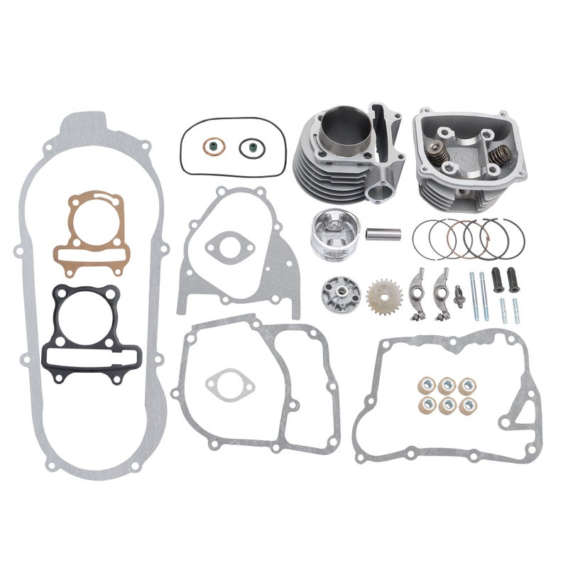 WOOSTAR 574mm Big Bore Complete Cylinder and Cylinder Head Rebuild Kit Replacement for 4 Stroke GY6 150cc 157QMJ 152QMI Engine Chinese ATV Quad Scooter Go Kart