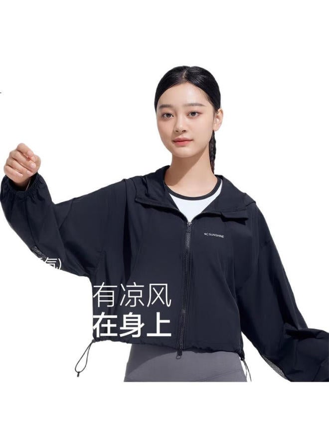 Vvc Chengyi Same Style Sun Protection Clothing, Cool Ice Silk Sun Protection Garment, Breathable Uv Protection, Loose Short Fashionable Black, One Size Fits All - Image 1