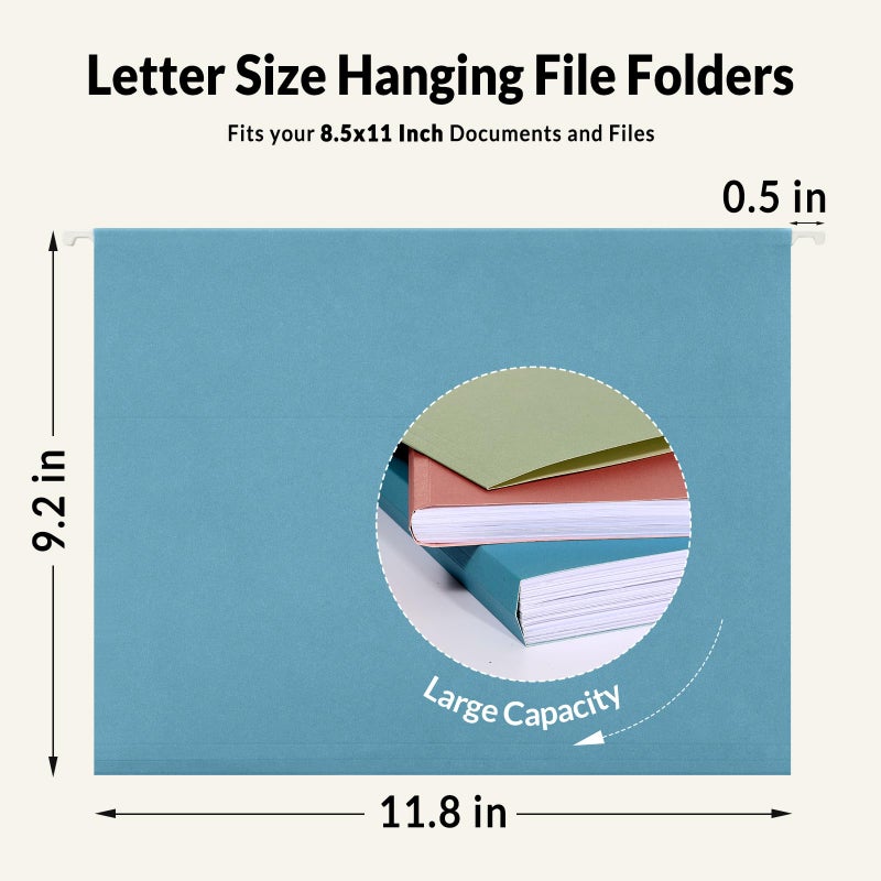 SUNEE Hanging File Folders, 50 Pack Letter Size Hanging File Folders with 1/5-cut Tabs, Stay Organized for Your Home and Office Bulk File, Documents and Paper,5 Retro Colors - Image 5