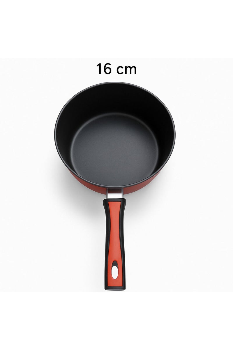 Tsumab Non-Stick Saucepan with Ergonomic Red-Black Handle ? 16cm