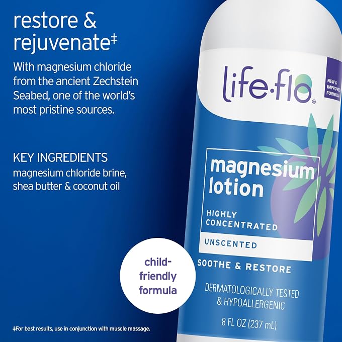 Life-flo Magnesium Lotion, Unscented Massage & Body Lotion, Relief & Relaxation for Overworked Muscles & Joints, With Magnesium Chloride from the Zechstein Seabed, Plus Shea Butter & Coconut Oil, 8oz - Image 2