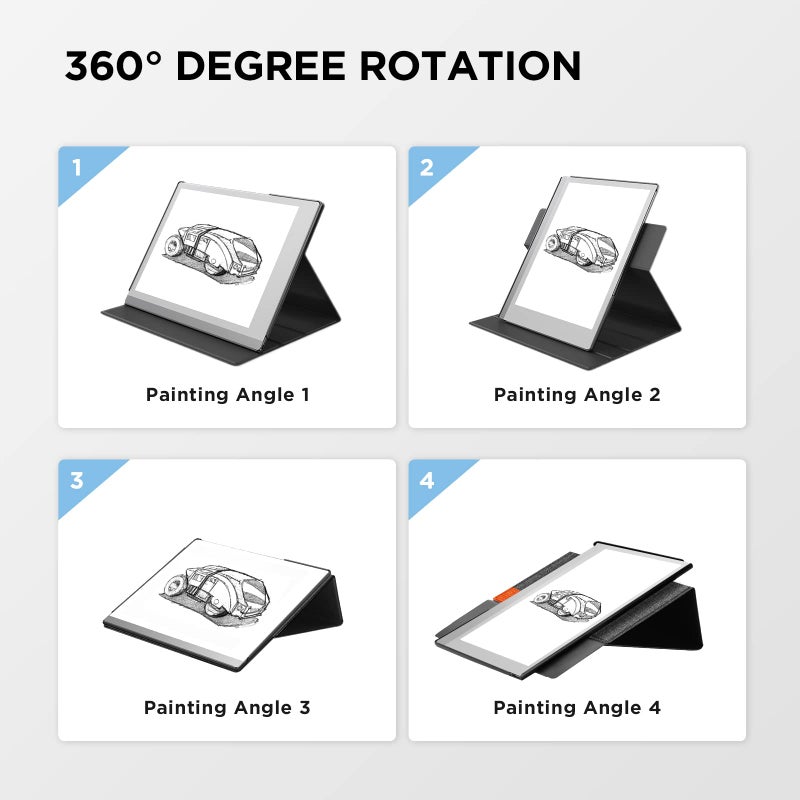 Ayotu Case for Remarkable 2 Paper Tablet 10.3" 2020 Released, Fabric Folio Cover with 360 Degree Rotatable Stand and Stylus Pocket, Gray & Orange (Exclusive Templates Provided) - Image 2
