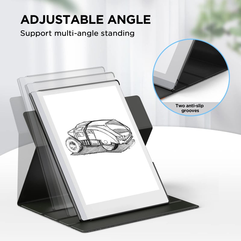 Ayotu Case for Remarkable 2 Paper Tablet 10.3" 2020 Released, Fabric Folio Cover with 360 Degree Rotatable Stand and Stylus Pocket, Gray & Orange (Exclusive Templates Provided) - Image 3
