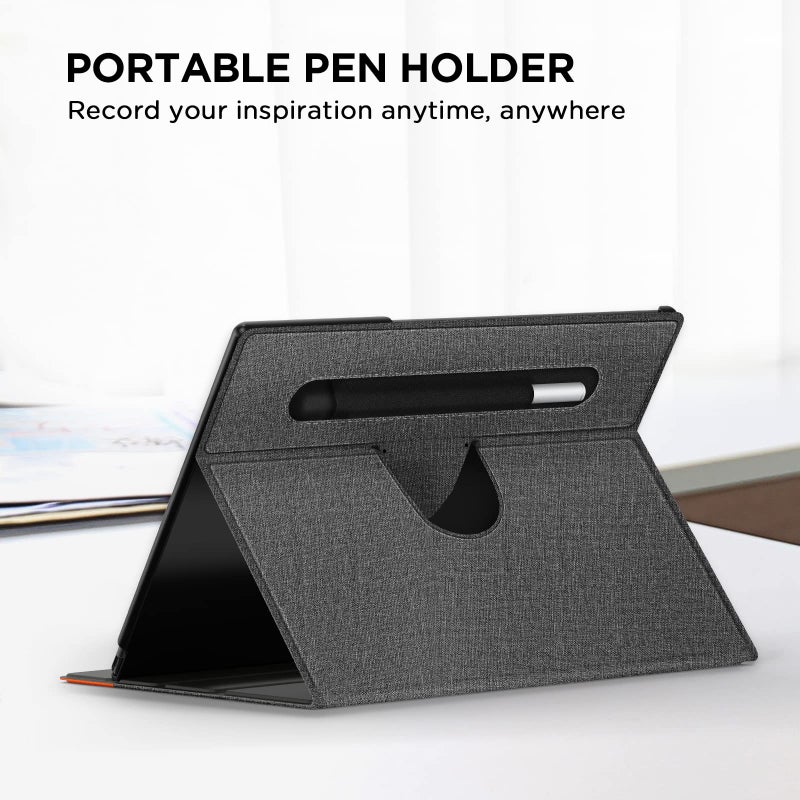 Ayotu Case for Remarkable 2 Paper Tablet 10.3" 2020 Released, Fabric Folio Cover with 360 Degree Rotatable Stand and Stylus Pocket, Gray & Orange (Exclusive Templates Provided) - Image 4