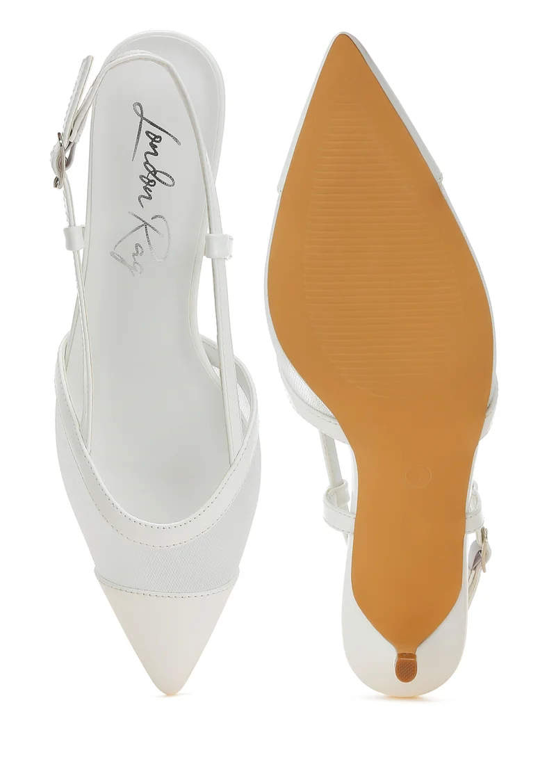 London Rag Mesh Slingback Sandals in White
