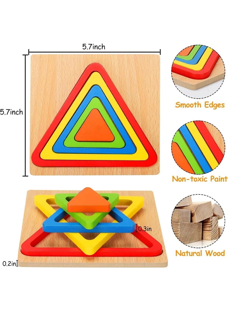 Relex Toddler Puzzles Wooden Toys, Montessori Shape Sorting Puzzle Sensory Toys, Toddlers Activities Preschool Learning Early Educational Travel Autistic Montessori Toys for Kids - Image 3
