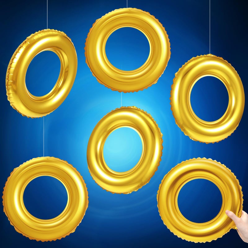 Hollowfly 12 Pack Gold Ring Balloons with Transparent Fishing Line Cartoon Characters Themed Party Decor Foil Balloon for Role Playing Cartoon Carnival Theme Birthday Party Decoration - Image 3