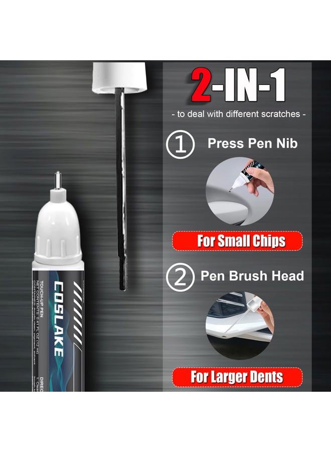 COSLAKE Car Touch Up Paint(Gun Metallic(KAD)) for Nissan, Car Paint Scratch Repair Kit, Quick & Easy Solution to Repair, 2 in 1 Scratch Remover Pen with 2PCS Disposable Micro Applicators - Image 3