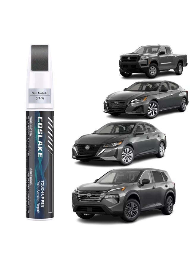 COSLAKE Car Touch Up Paint(Gun Metallic(KAD)) for Nissan, Car Paint Scratch Repair Kit, Quick & Easy Solution to Repair, 2 in 1 Scratch Remover Pen with 2PCS Disposable Micro Applicators - Image 1