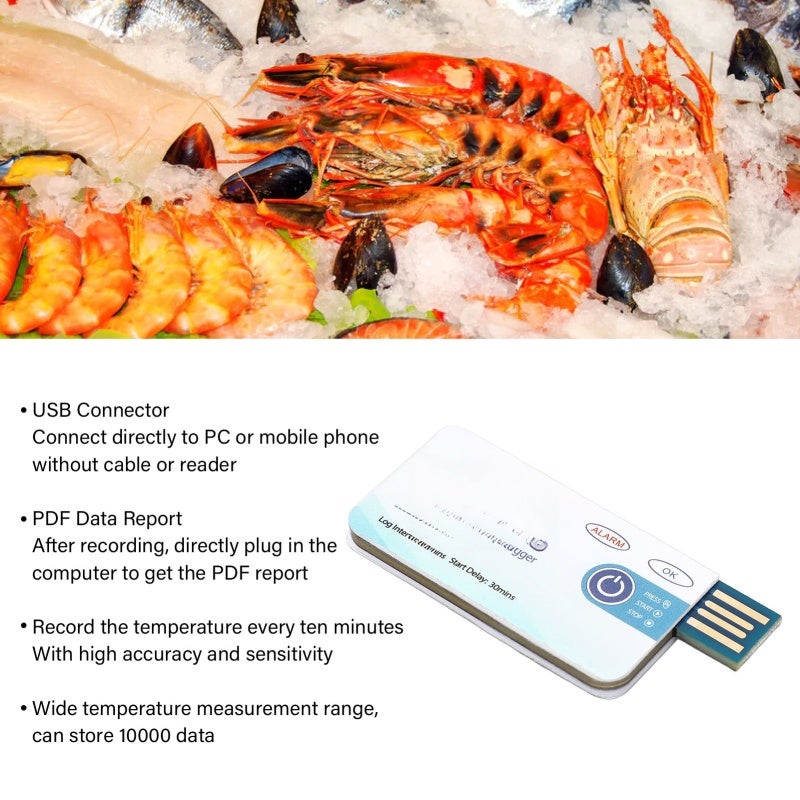 USB Temperature Logger 10000 Data Groups ±0.5℃ Precision - Instant PDF Report Generation Portable Temperature Sensor for Cold Chain Transport Food Medicine Chemical Storage Monitoring - Image 5
