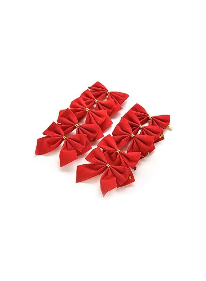 The Bros 24pcs Christmas Decorative Bows Christmas Tree Hanging Decor Wreath Bows,for Craft Gift Ornament Christmas Tree Hanging Deco(red) - Image 1