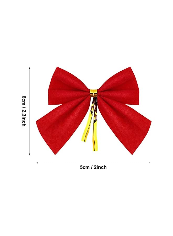 The Bros 24pcs Christmas Decorative Bows Christmas Tree Hanging Decor Wreath Bows,for Craft Gift Ornament Christmas Tree Hanging Deco(red) - Image 4