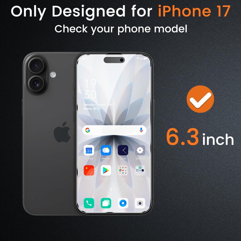 Lesakit 4 Pack Privacy Screen Protector for iPhone 17 6.3-Inch with 4 Pack Camera Lens Protector, Anti Spy Tempered Glass Film 9H Hardness Bubble Free Case Friendly - Image 2
