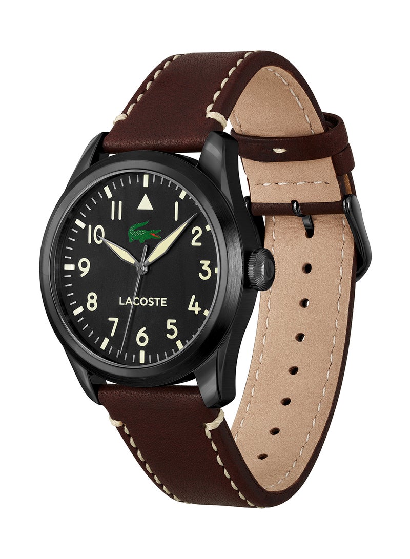Men's Analog Round Shape Leather Wrist Watch 2011299 - 42 Mm