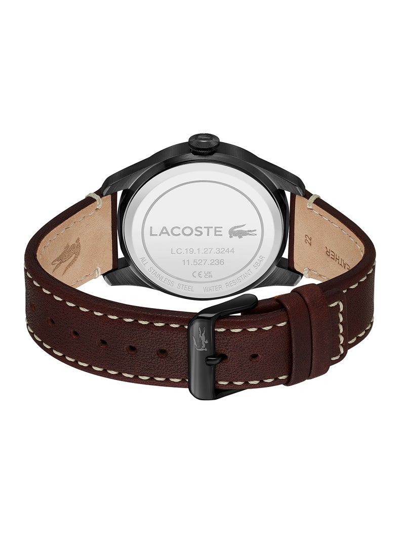 Men's Analog Round Shape Leather Wrist Watch 2011299 - 42 Mm