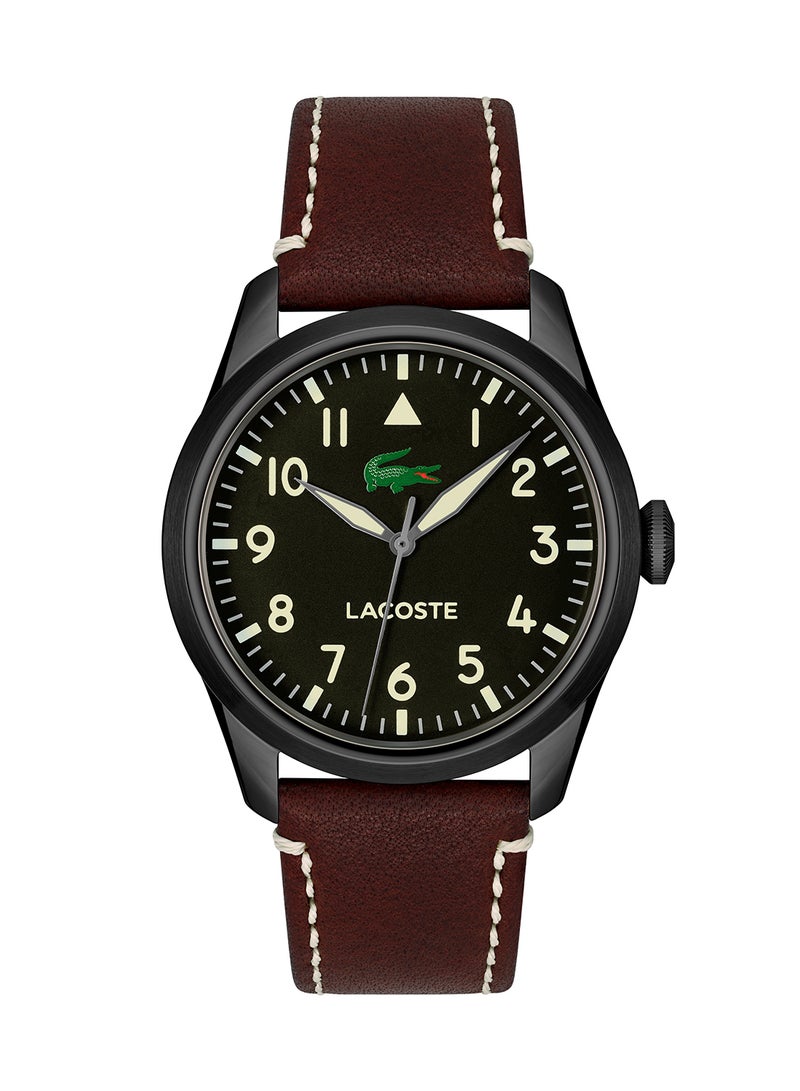 Men's Analog Round Shape Leather Wrist Watch 2011299 - 42 Mm