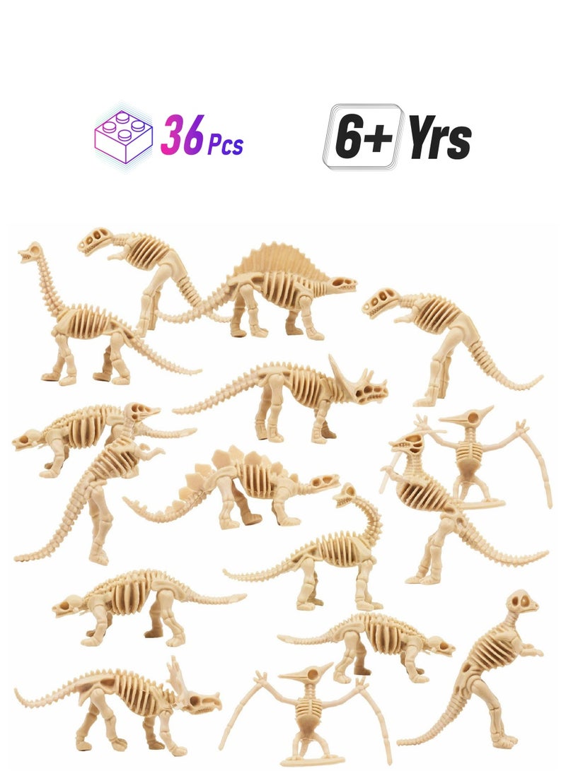 واي آند دي Dinosaur Fossil Skeletons,Figures Dino Bones,Dinosaur Skeleton Toys for Sand Dig,Science Play,Party Favor,12 Styles,36 Pack - Image 1