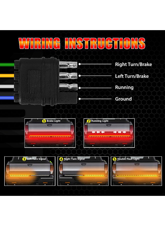 Truck Tailgate Light Bar Light Strip with Red Running Brake Lights Turn Signal Reverse Light  - Image 5