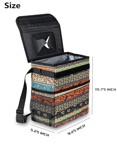 SIBOFUEGO Car Garbage Can Cute LeakProof Car Trash Can with Lid and Storage Pockets Car Trash Bin for Men and Women Boho Aztec Essentials MustHave Car Interior Accessories Boho Carnival - Image 3