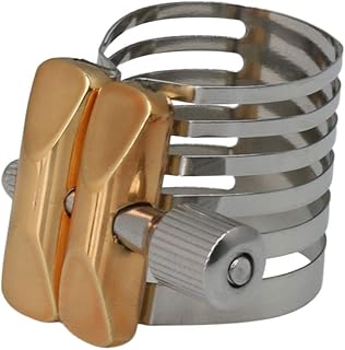 Mxfans Mxfans Twin Screws Adjustment Alto Saxophone?Mouthpiece Sax Ligature Silver  - Image 1