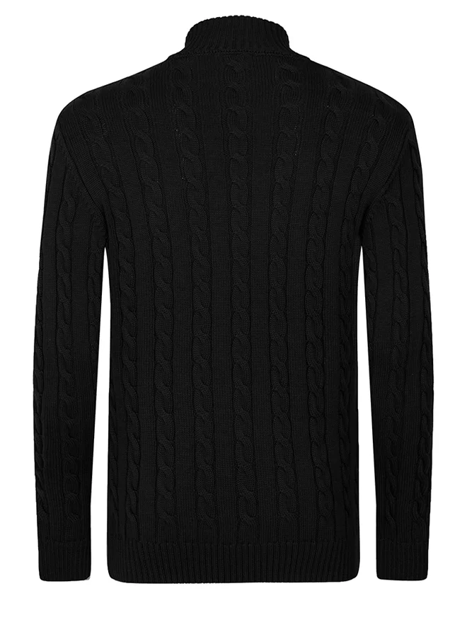 FELIX HARDY Cable Knit Half Zipper Pullover