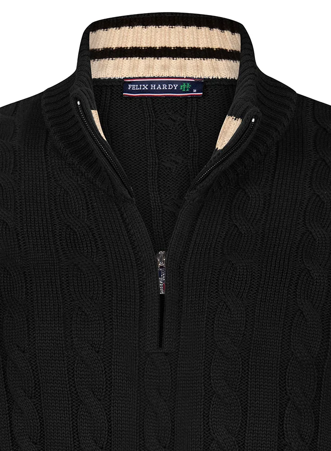 FELIX HARDY Cable Knit Half Zipper Pullover