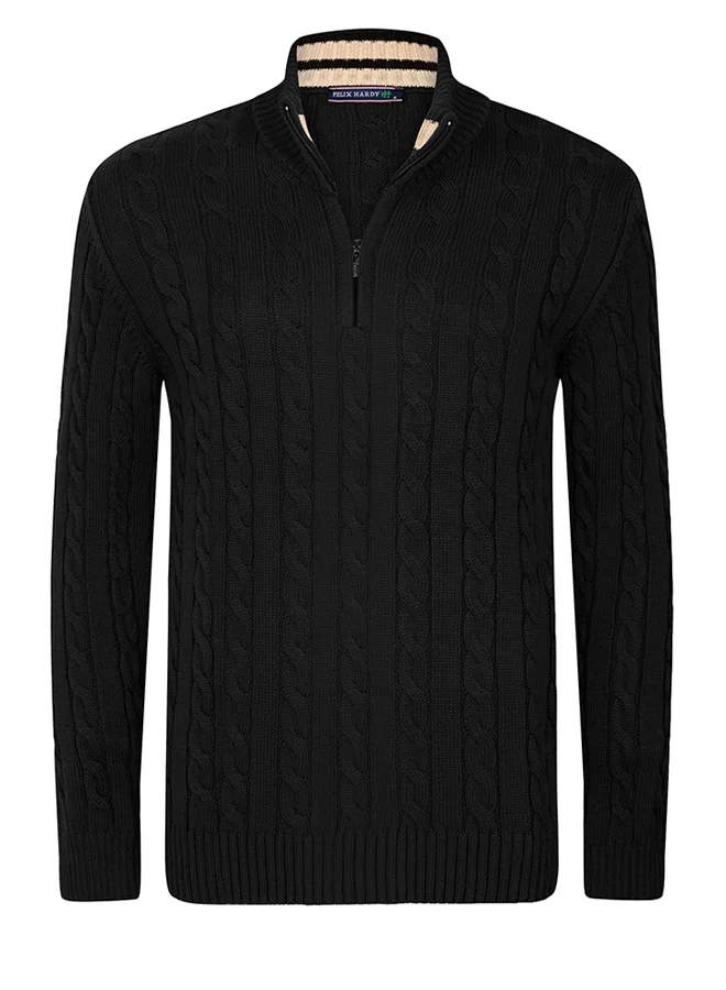 FELIX HARDY Cable Knit Half Zipper Pullover