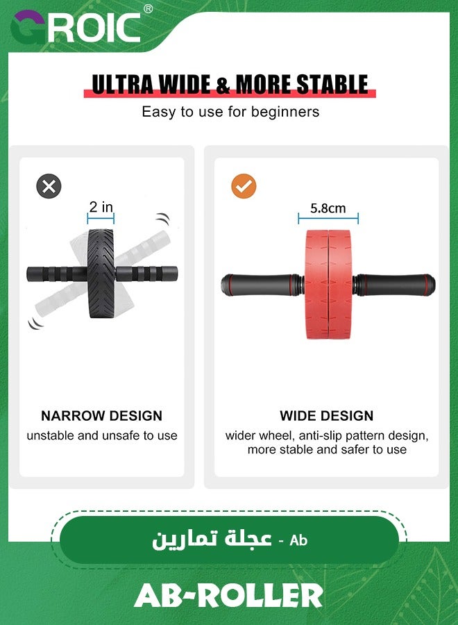 GROIC عجلة تمارين البطن، مجموعة عجلات تمارين لتقوية عضلات البطن، عصا تمارين العضلات لتقليل آلام العضلات وتشنجات الساق وآلام الظهر للصالة الرياضية المنزلية - Image 4