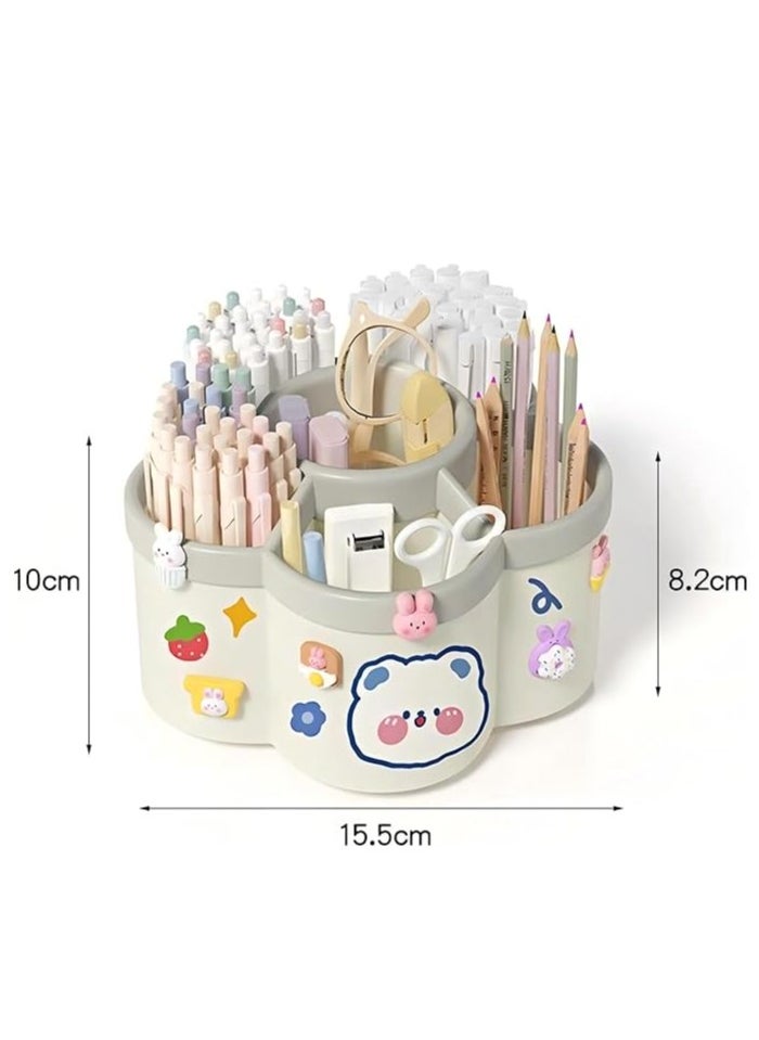 Arabest Pen Holder for Desk, 360°Rotating Pencil Pen Holder, Desk Pen Organizer with 6 Slots, Large-capacity Desk Organizer, Pencil Holder for Desk, Office, School, Home Use (Blue)  - Image 2