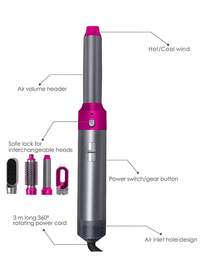 Generic 5 in 1 Multifunctional Hot Air Styler Tool with Hot Air Brush, Auto Curler & Detachable Negative Ion Iron – For All Hair Types  - Image 4