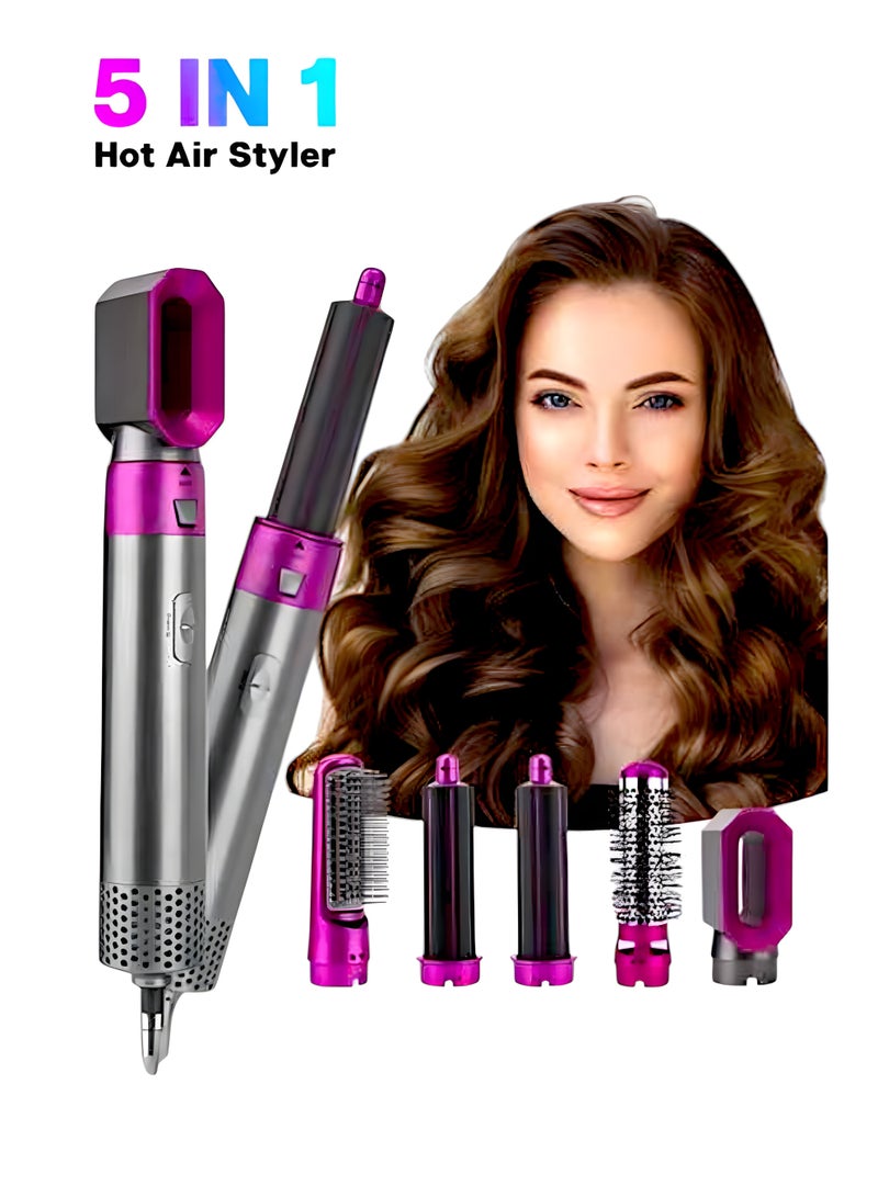 Generic 5 in 1 Multifunctional Hot Air Styler Tool with Hot Air Brush, Auto Curler & Detachable Negative Ion Iron – For All Hair Types  - Image 1