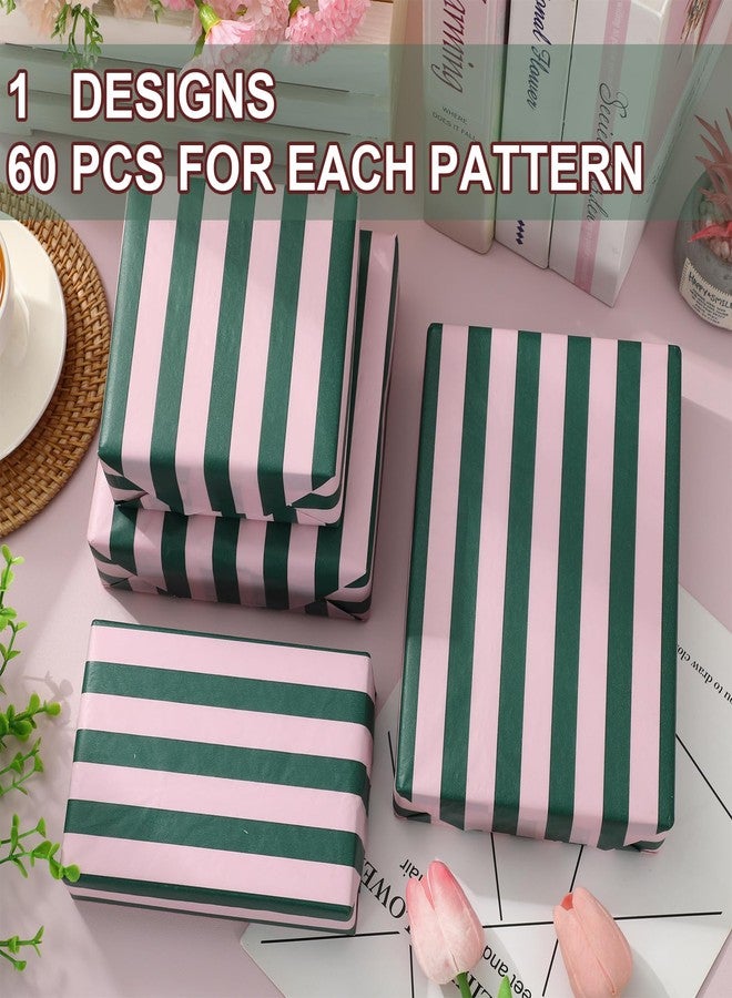 JarThenaAMCS ورق تغليف مخطط من JarThenaAMCS، 60 ورقة، باللونين الوردي والأخضر، مناسب لأعياد الميلاد وحفلات استقبال المولود وحفلات الزفاف ومستلزمات الأعمال اليدوية، مقاس 14 × 20 بوصة - Image 3