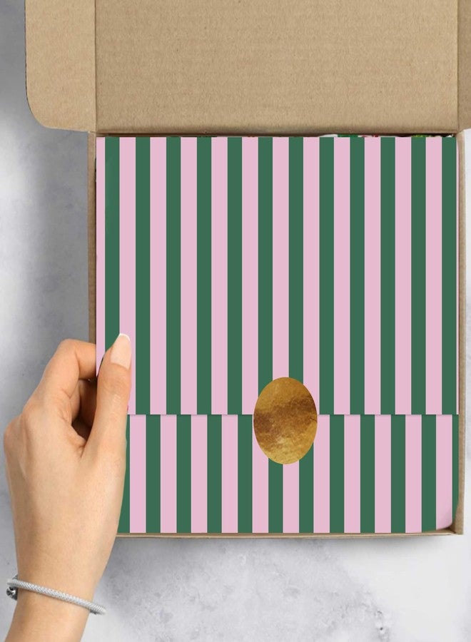 JarThenaAMCS ورق تغليف مخطط من JarThenaAMCS، 60 ورقة، باللونين الوردي والأخضر، مناسب لأعياد الميلاد وحفلات استقبال المولود وحفلات الزفاف ومستلزمات الأعمال اليدوية، مقاس 14 × 20 بوصة - Image 5