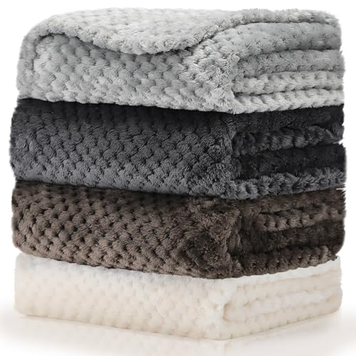 Frienda 4 Pcs Baby Fuzzy Blanket Fluffy Baby Blanket for Boys Girls Soft Warm Infant Newborn Toddler Receiving Nursery Bed Supplies 32 x 24 InchGrey Color - Image 1