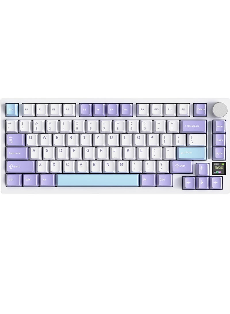 Attack Shark X820 Ultra 75% Wireless Gaming Mechanical Keyboard Hot-Swappable Gasket Mount RGB Backlit BT/2.4G/Wired Custom Keyboard with Smart TFT Display&Knob QMK Driver-Starlight White&Shark Switch - Image 1