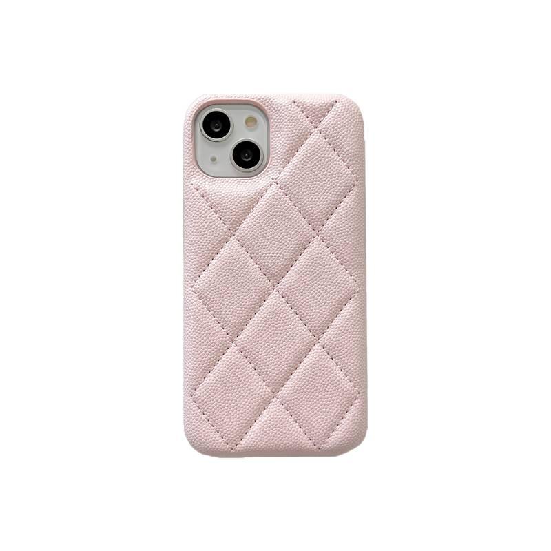 Protective Case | Pink | Leather Texture | Checkered Pattern | Anti-Slip Grip | Shockproof Cover for iPhone 17 / 17 Air / 17 Pro / 17 Pro Max - Image 1