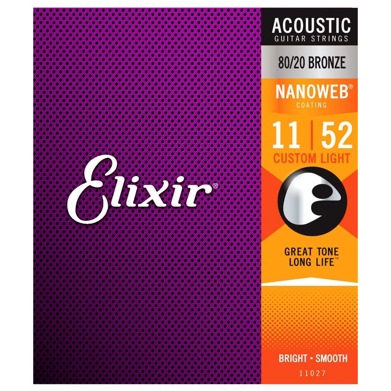 ELIXIR إليكسير 11027 أكوستيك 80/20 نانو مخصص خفيف 11-52 (حزمة 3 قطع) - Image 2