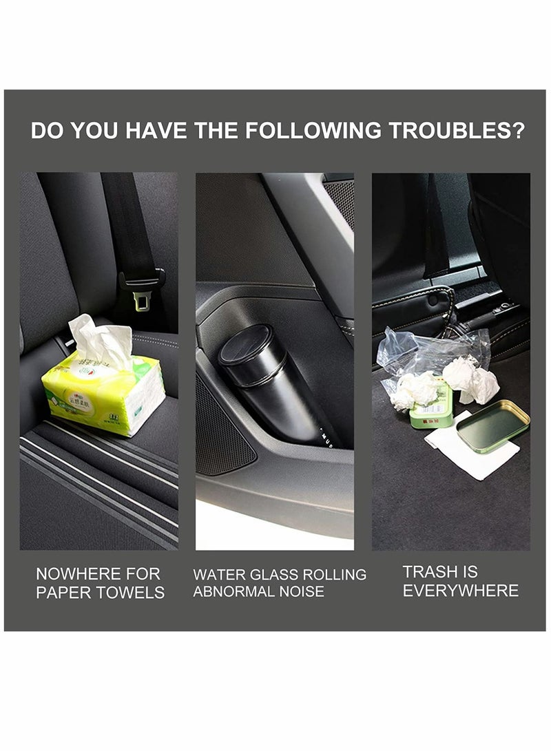 SYOSI Car Front Seat Organizer Portable Car Trash Can Multi Functional Tissue Box and Bottle Holders Umbrella Storage Bag（Black) - Image 3