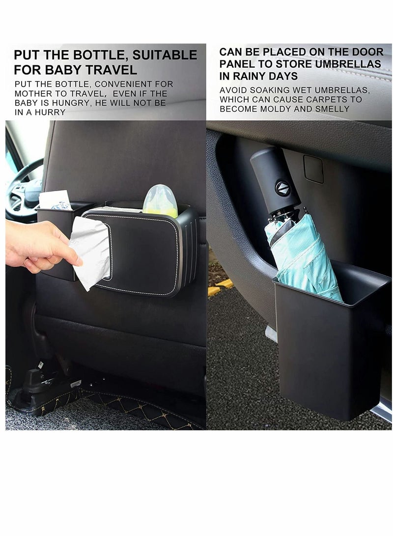 SYOSI Car Front Seat Organizer Portable Car Trash Can Multi Functional Tissue Box and Bottle Holders Umbrella Storage Bag（Black) - Image 2